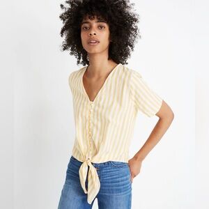 🌼Madewell Striped Tie-Front Blouse🌼